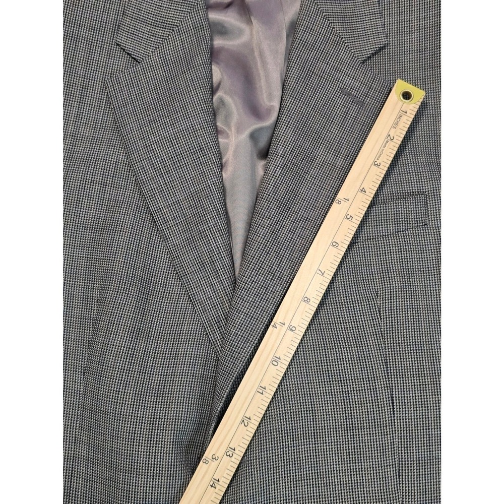 100% Wool IZOD Mens 44S Gray Houndstooth Blazer Sport Coat Classic 2 Button suit - Picture 8 of 16